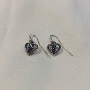 James Avery Remembrance Heart Birth Stone Pendant Earrings Ruby